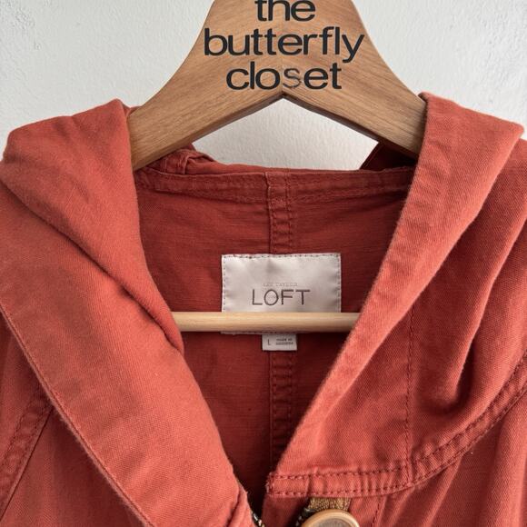 LOFT anorak utility jacket with a hood Red Orange Large PB - Picture 2 of 5